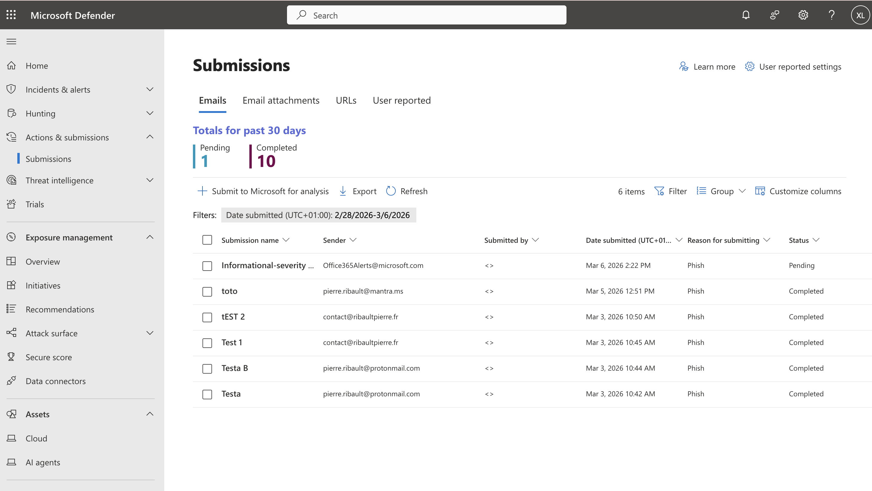 Integrazione MS Defender - Threat submission