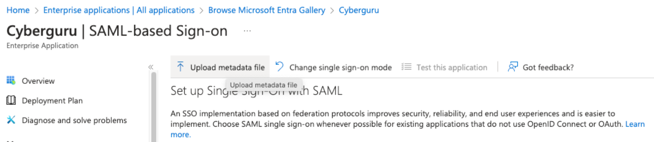 Bouton Upload metadata file