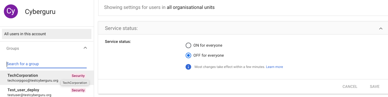 Selezione del gruppo