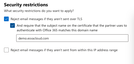 Security restrictions configuration