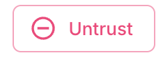 Schaltfläche Untrust, angezeigt, nachdem eine Domain als vertrauenswürdig eingestuft wurde.