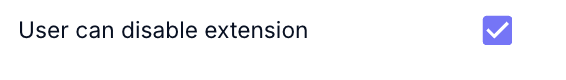 Case à cocher User can disable extension, cochée.