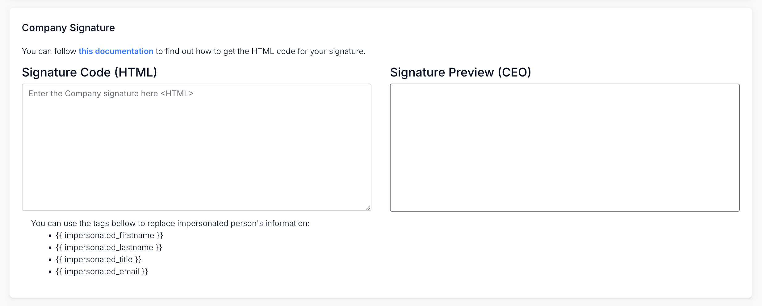 Konfiguration der Company signature