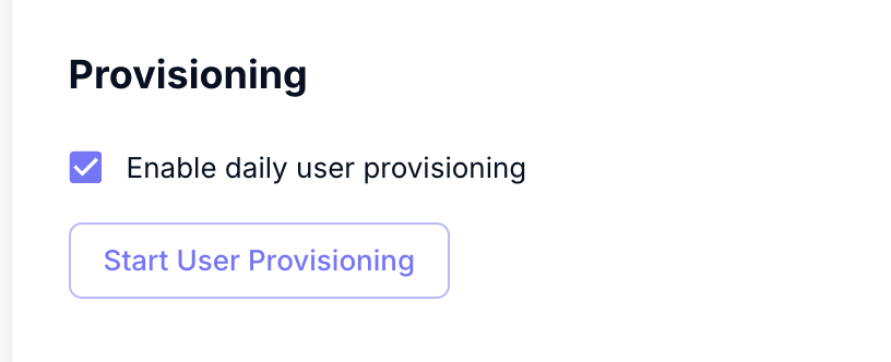 Lancement du provisioning des utilisateurs et option de synchronisation automatique